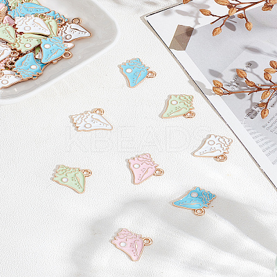 40Pcs 4 Colors Alloy Enamel Pendants ENAM-LP0001-89-1
