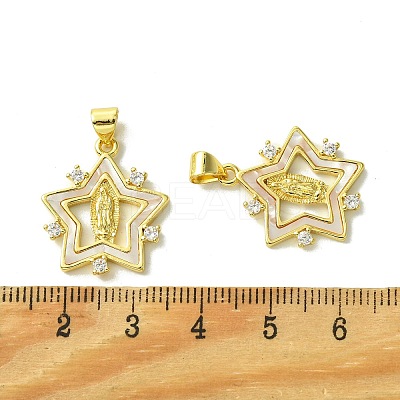 Real 18K Gold Plated Brass Micro Pave Cubic Zirconia Pendants KK-H472-14G-01-1