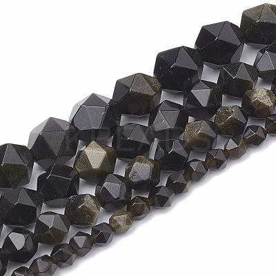 Natural Golden Sheen Obsidian Beads Strands G-S332-10mm-012-1