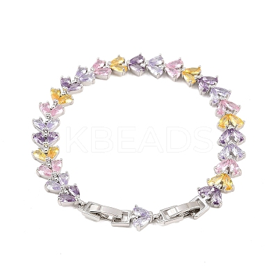 Platinum Tone Brass Micro Pave Cubic Zirconia Tennis Bracelets BJEW-B160-13P-1