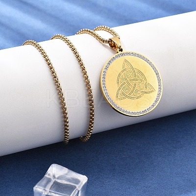 201 Stainless Steel Rhinestone Pendant Necklaces for Women NJEW-U021-06P-1