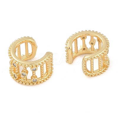 Brass Micro Pave Clear Cubic Zirconia Cuff Earring for Women LS-EJEW-S225-19G-01-1