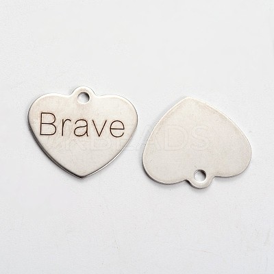 Non-Tarnish 201 Stainless Steel Heart Pendants STAS-L165-C12-1