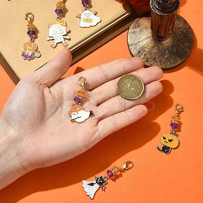 6Pcs Alloy Enamel Pendant Decorations HJEW-FS00059-1