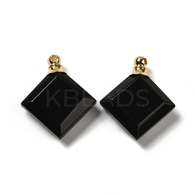 Natural Obsidian Perfume Bottle Pendants G-Z039-05G-03-1