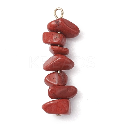 Gradient Color Natural Rhodonite & Natural Red Jasper & Natural Strawberry Quartz Chip Beaded Pendants PALLOY-JF02795-06-1