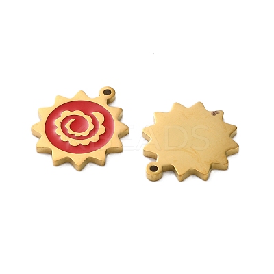 Ion Plating(IP) 304 Stainless Steel Red Enamel Pendants STAS-M102-66G-1