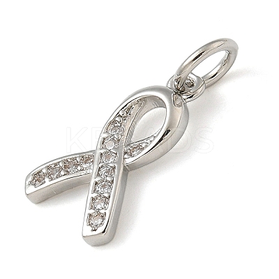 Rack Plating Brass Micro Pave Cubic Zirconia Pendants KK-K392-46P-1