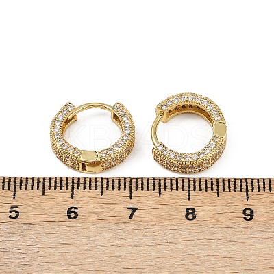 Brass Micro Pave Clear Cubic Zirconia Hoop Earrings EJEW-S277-09G-A-1