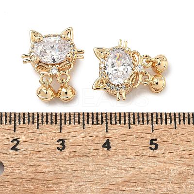 Brass Pave Cubic Zirconia Cat with Bowknot Multi-Strand Links KK-A286-17G-01-1
