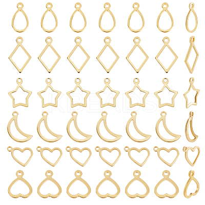 120Pcs 6 Styles 304 Stainless Steel Open Pendants STAS-AR0002-58G-1