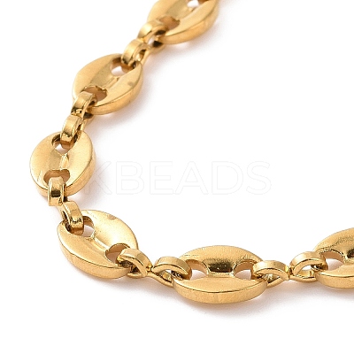 PVD Vacuum Plating 304 Stainless Steel Coffee Bean Chain Necklace for Men Women NJEW-E063-01G-1