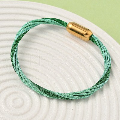 304 Stainless Steel with Polyester Metallic Cord Bracelets for Women BJEW-Z145-01G-1