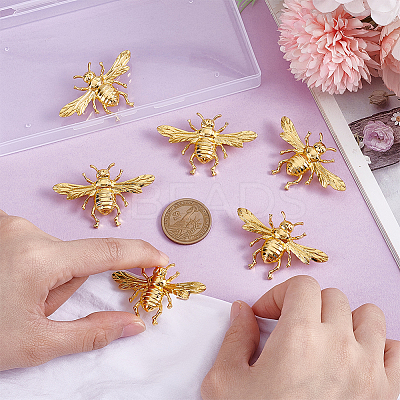 6Pcs Bees Alloy Brooches for Backpack Clothes JEWB-PH0001-48-1