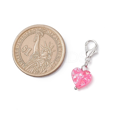Transparent Resin Heart Pendants Decorations HJEW-JM04140-1
