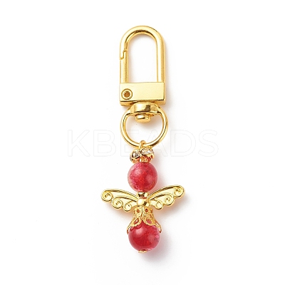 Baking Paint Crackle Glass Round Beads Angel Pendant Decorations HJEW-JM00733-1