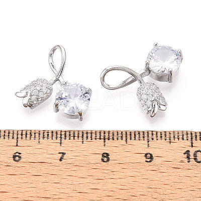 Brass Micro Pave Cubic Zirconia Pendants KK-T074-72P-01-1