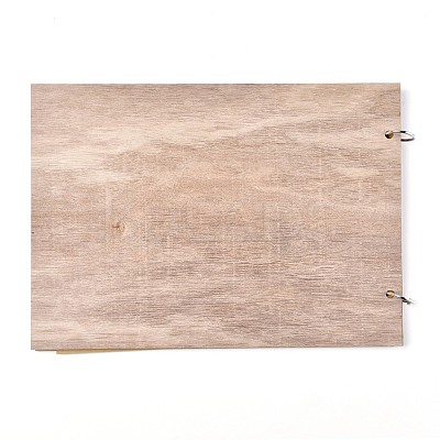 Wooden Wedding Guestbooks Notepad AJEW-M206-20-1