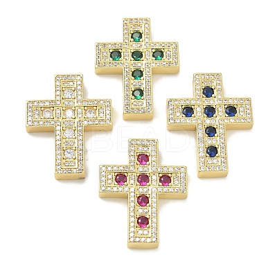 Rack Plating Brass Micro Pave Cubic Zirconia Pendants KK-L224-063G-1