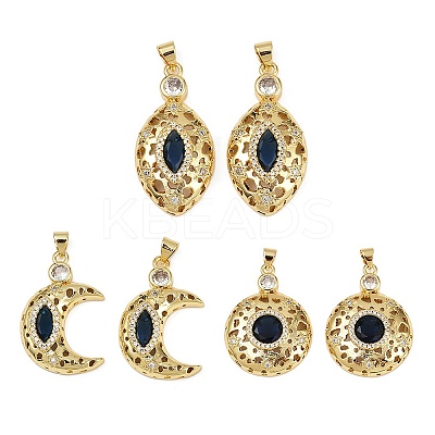 Brass Micro Pave Cubic Zirconia Pendants KK-S526-20G-B-1