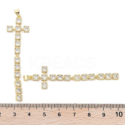Cross Brass Micro Pave Cubic Zirconia Pendants KK-E102-02G-02-1
