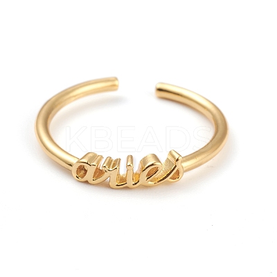 Constellation/Zodiac Sign Brass Cuff Rings RJEW-J074-05G-A-1