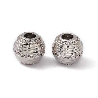 Rack Plating Brass Micro Pave Cubic Zirconia Beads KK-C007-46P-1