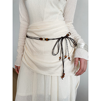 Bohemian Style Wood & Imitation Leather Cord Knot Chain Belts FS-WG6C080-01-1