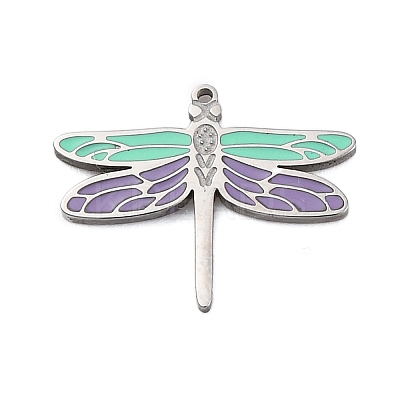 304 Stainless Steel Enamel Charms STAS-L022-488B-P-1