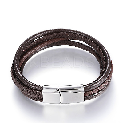 Leather Cord Multi-strand Bracelets BJEW-K141-29B-1