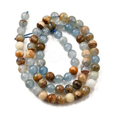 Natural Blue Calcite Beads Strands G-H312-C02-6mm-1