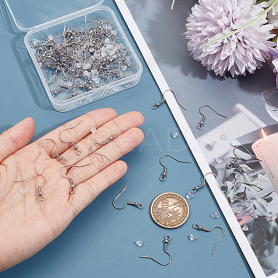 100Pcs 304 Stainless Steel Earring Hooks STAS-UN0053-84-1