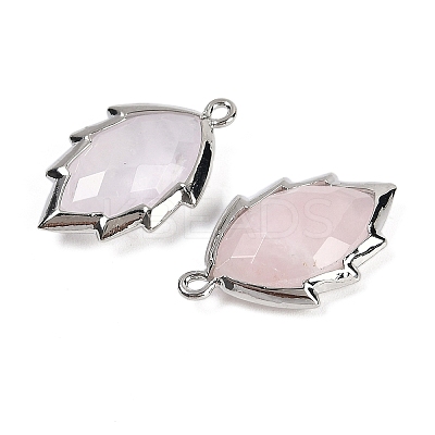 Natural Rose Quartz Faceted Leaf Pendants G-I375-04P-05-1