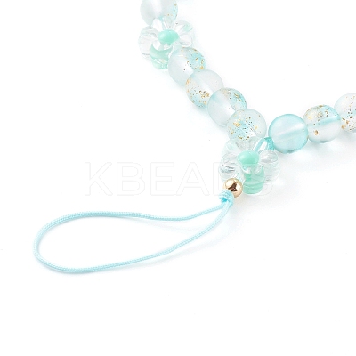 Frosted Round Spray Painted Glass Beaded Mobile Straps HJEW-JM00467-02-1