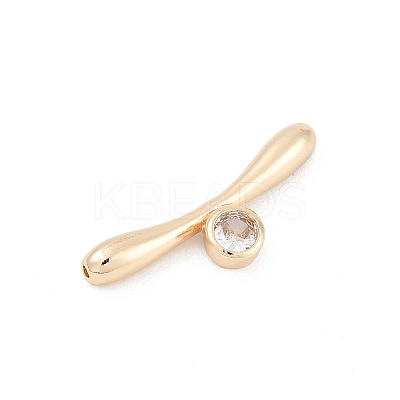 Brass Micro Pave Clear Cubic Zirconia Toggle Clasps Parts KK-U051-05G-1