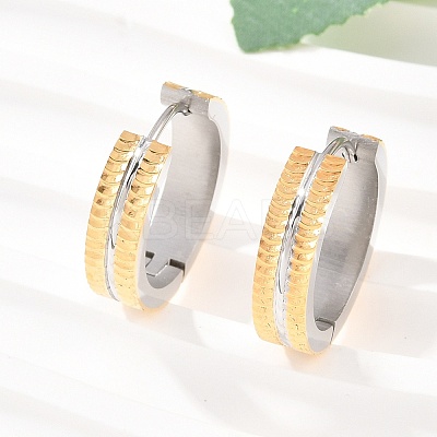 304 Stainless Steel Two Tone Hoop Earrings EJEW-L307-02GP-1