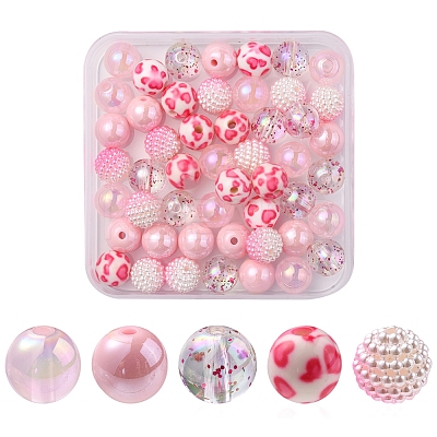 50Pcs 5 Style Acrylic Beads MACR-FS0001-50-1