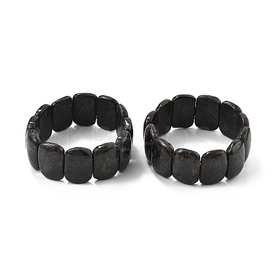 Natural Black Moonstone Beads Rectangle Beaded Stretch Bracelet BJEW-Q012-01A-1