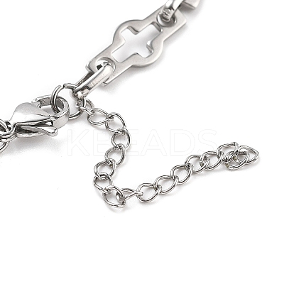 304 Stainless Steel Cross Link Chains Bracelets for Men & Women BJEW-D042-41P-1