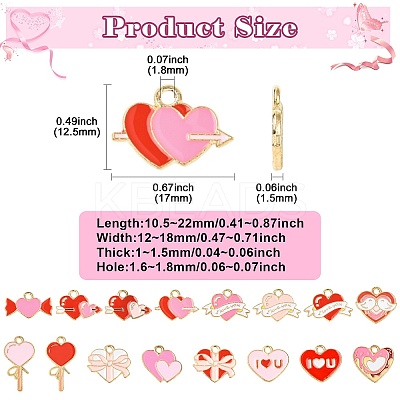 64Pcs 16 Styles Heart Alloy Enamel Charms ENAM-CJ0007-19-1