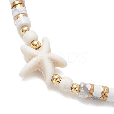 2Pcs Natural Howlite & Dyed Synthetic Turquoise Beads Stretch Bracelets for Women BJEW-JB13216-1