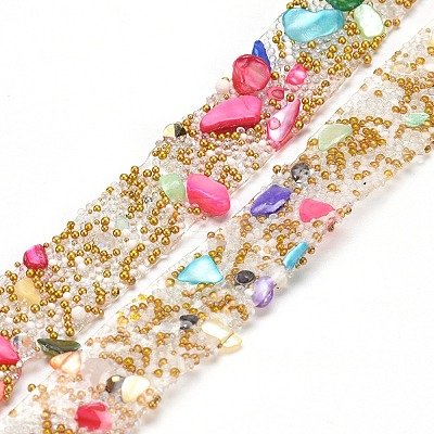 Glass Hotfix Rhinestone Beaded Trim DIY-WH0188-13-1