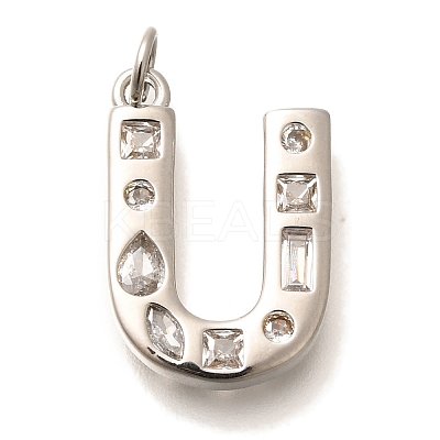Brass Micro Pave Clear Cubic Zirconia Pendants KK-G521-01P-U-1