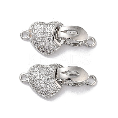 Brass Micro Pave Cubic Zirconia Fold Over Clasps KK-E107-02P-1