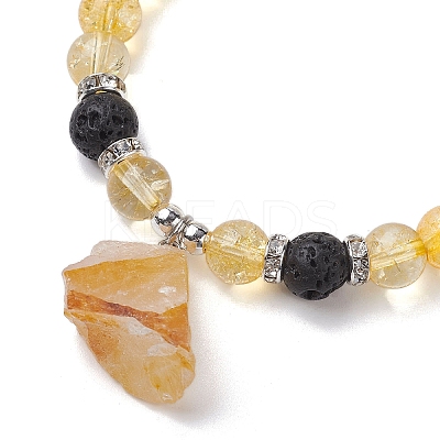 Natural Yellow Quartz Beaded Stretch Bracelets BJEW-JB10070-04-1