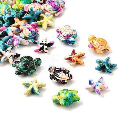 50Pcs 10 Styles Synthetic Turquoise Dyed Beads G-FP0001-05-1