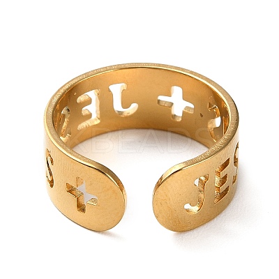 Golden 304 Stainless Steel Open Cuff Rings RJEW-P091-01G-G-1