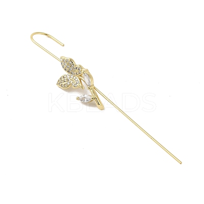 Butterfly Brass Crystal Rhinestone Ear Wrap Crawler Hook Earrings for Women EJEW-C097-03G-02-1