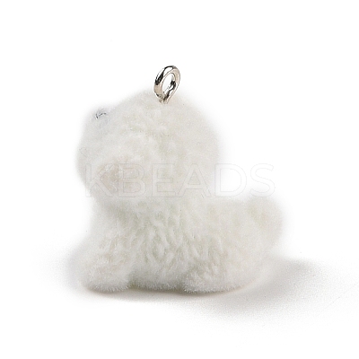 Flocking Resin Cute Puppy Pendants MACR-P043-L02-1
