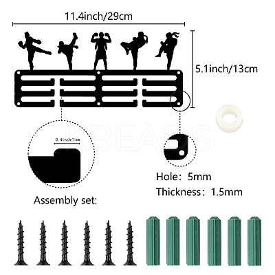 Sports Theme Iron Medal Hanger Holder Display Wall Rack ODIS-WH0055-171-1